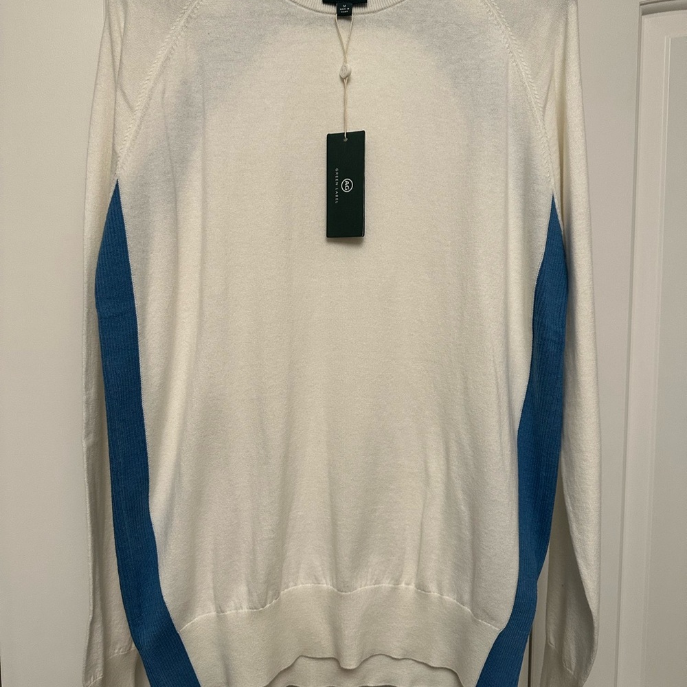 NWT AG White and Blue Crewneck Sweater